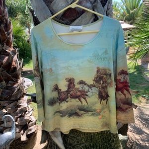 Women’s Impulse Western theme shirt Large horses